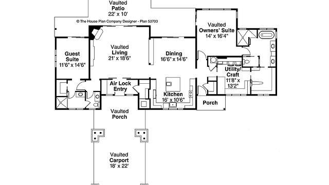 Two Bedroom House Plans Popular With, Single Story House Plans With Breezeway To Guest